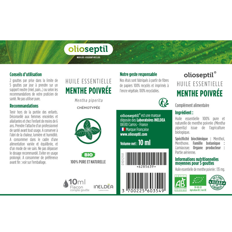 OLIOSEPTIL® HUILE ESSENTIELLE MENTHE POIVRÉE